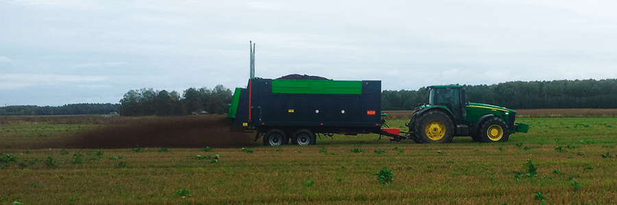 Испытание разбрасывателя ПСС-15 с узлом разбрасывания SRT 8 compost